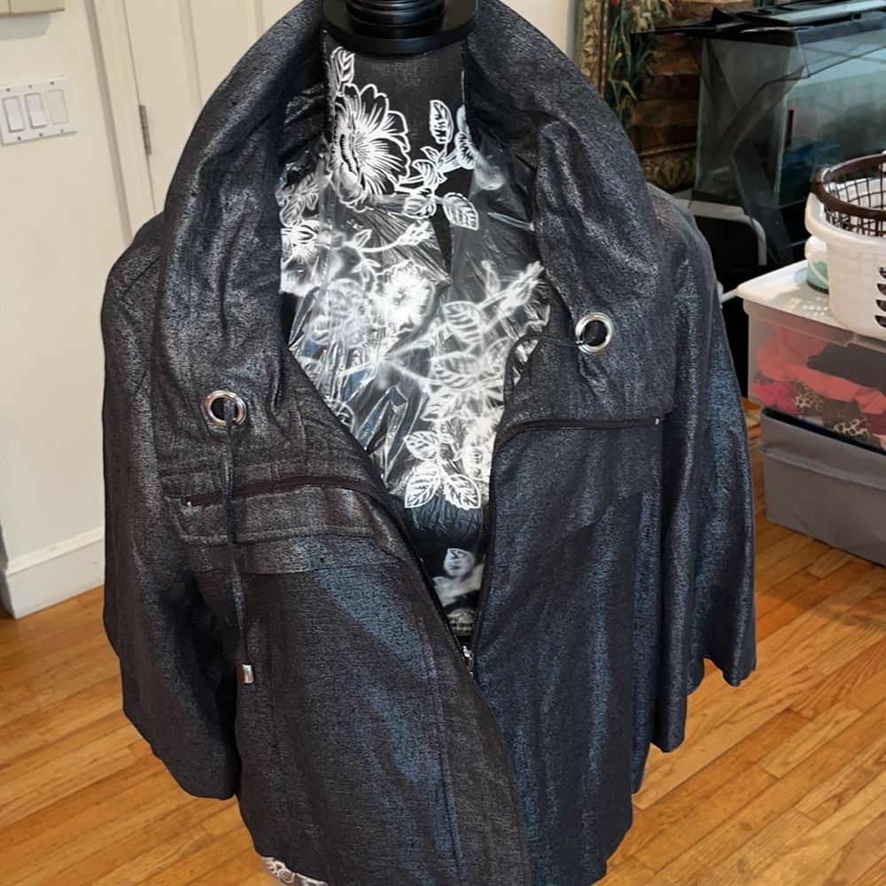 Sandro Sportswear  size XL black very dark metallic gray jacket with 3/4 sleeve - Picture 4 of 16